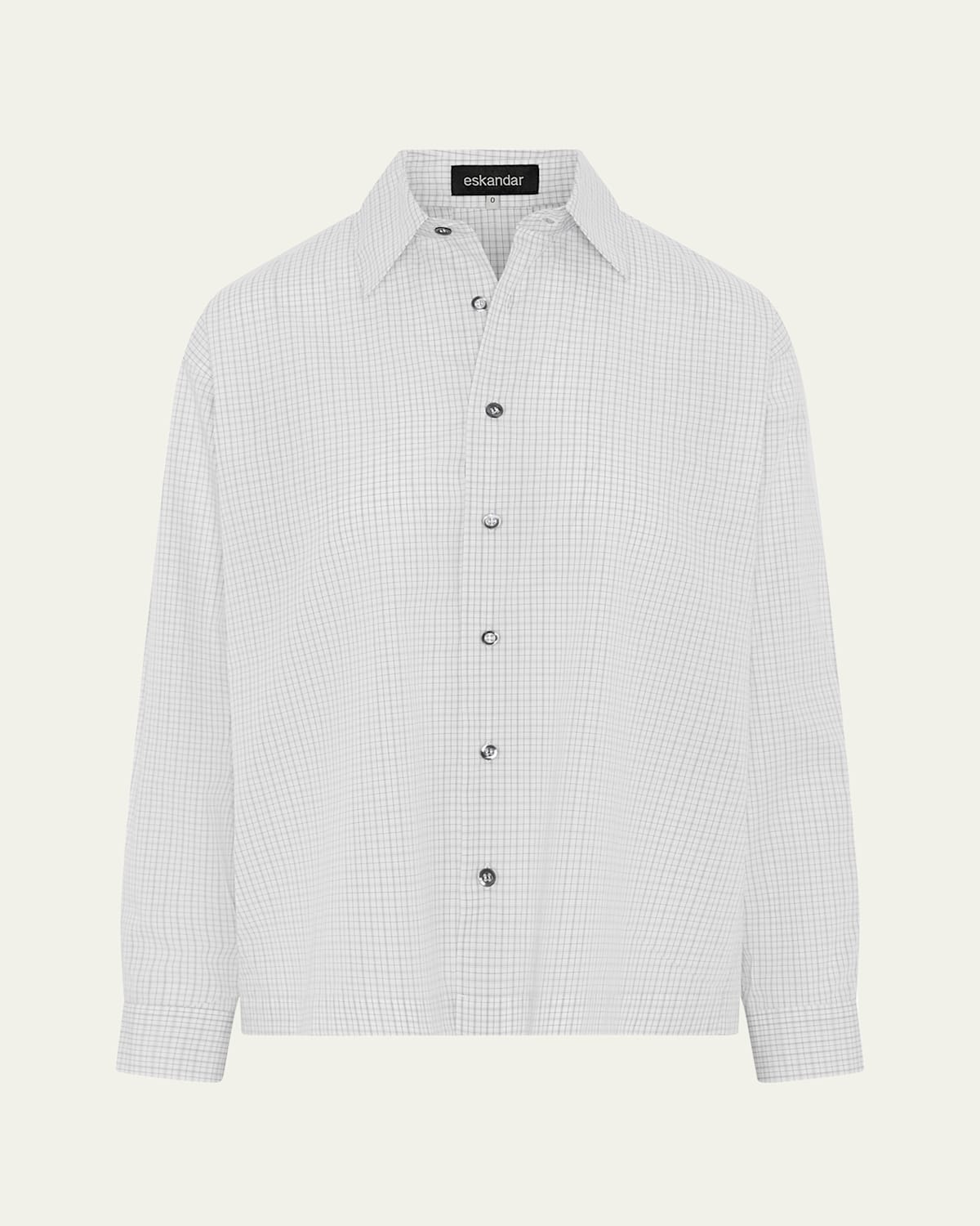 Shop Eskandar Slim Shirt With Collar (regular Length) In Whiteblack