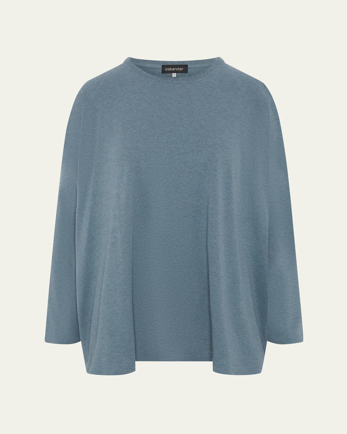 Eskandar Long-sleeve Round-neck T-shirt (mid Plus Length) In Stormblue