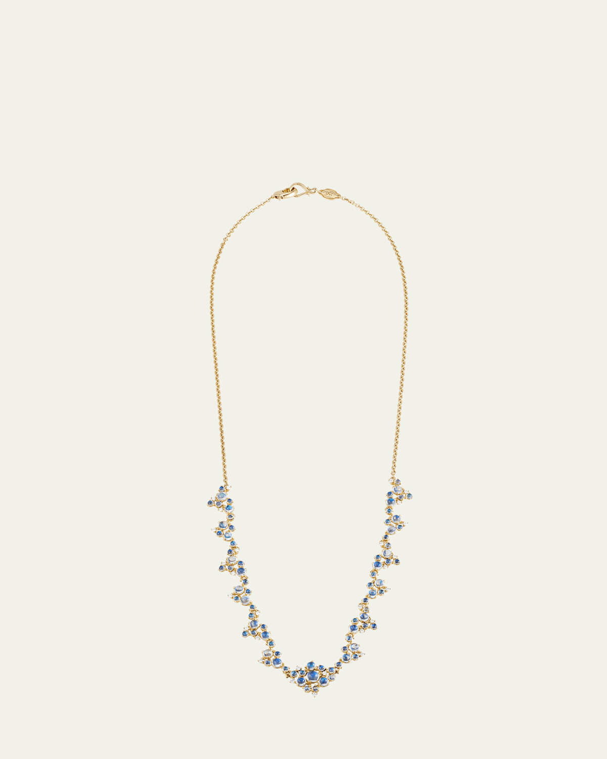 18K Yellow Gold Moonstone Bubble Cluster Necklace with Diamonds