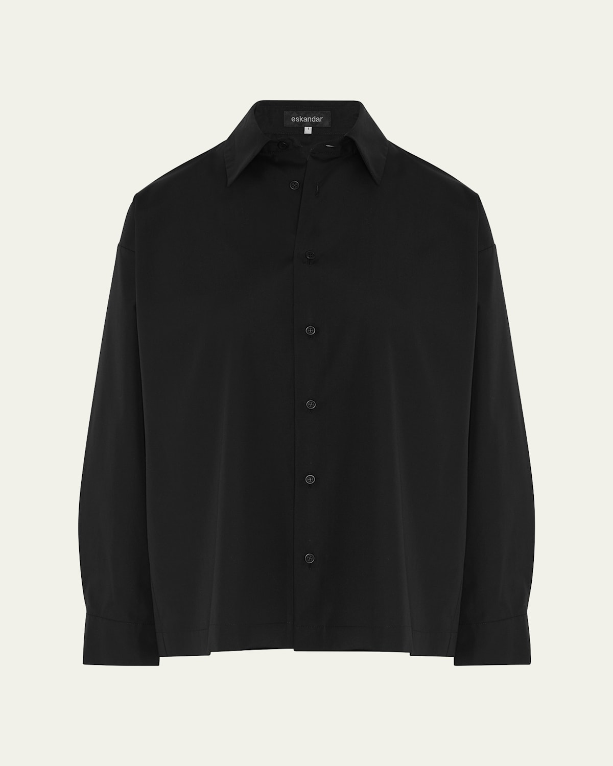 Eskandar Slim Shirt With Collar (regular Length) In Black