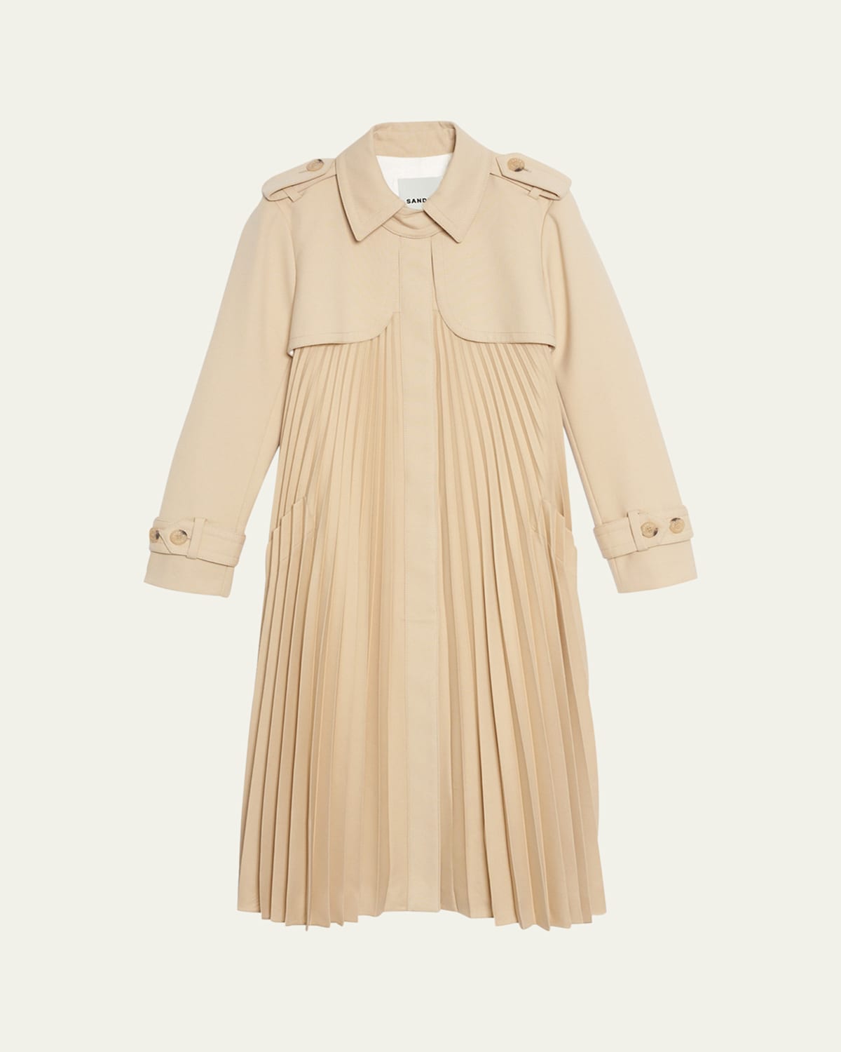 Sandro Vino Pleated Trench Coat In Neutral