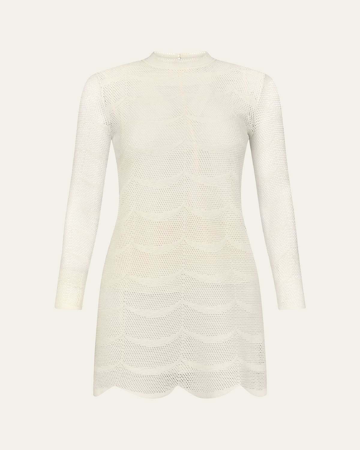Tom Ford Knitted Scalloped Cotton And Silk Minidress In White