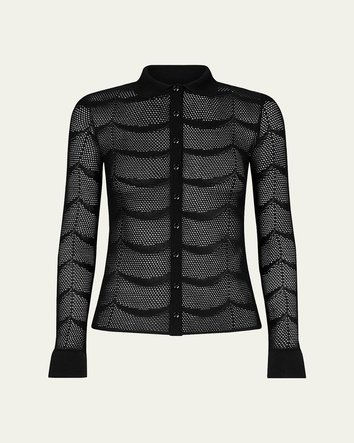TOM FORD CRESCENT MESH POLO BUTTON DOWN TOP 
