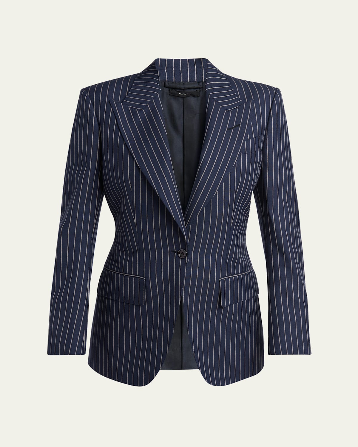 Pintstripe One-Button Wool Blazer