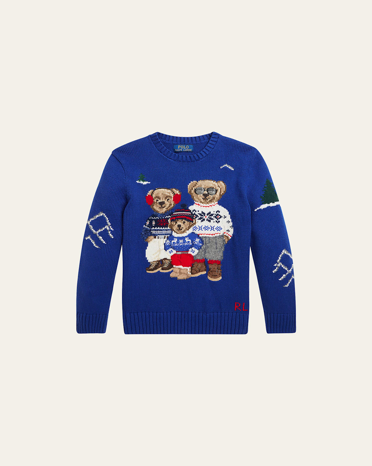 Boy's Polo Bear Intarsia Sweater, Size 2-6