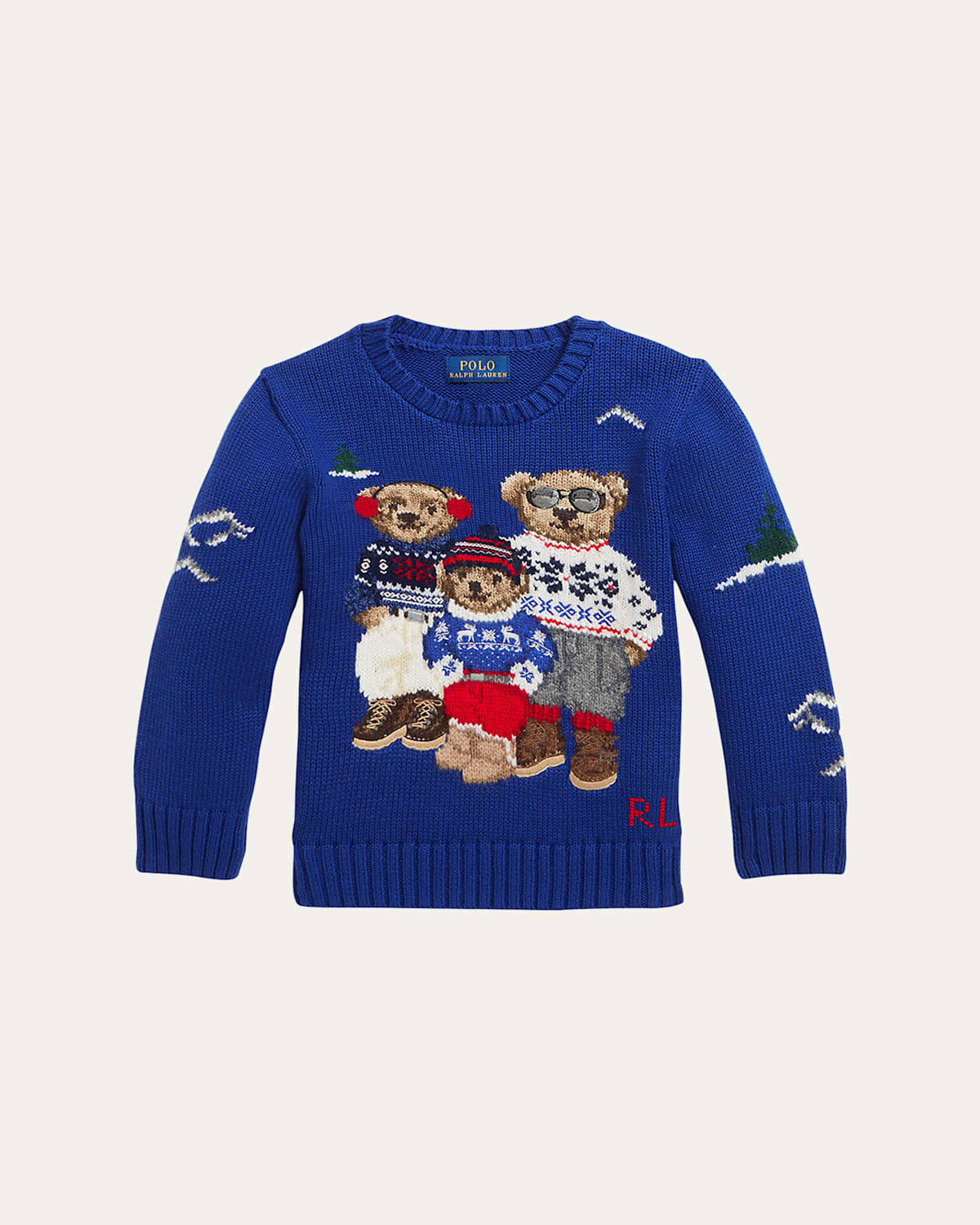 Boy's Polo Bear Intarsia Sweater, Size S-XL