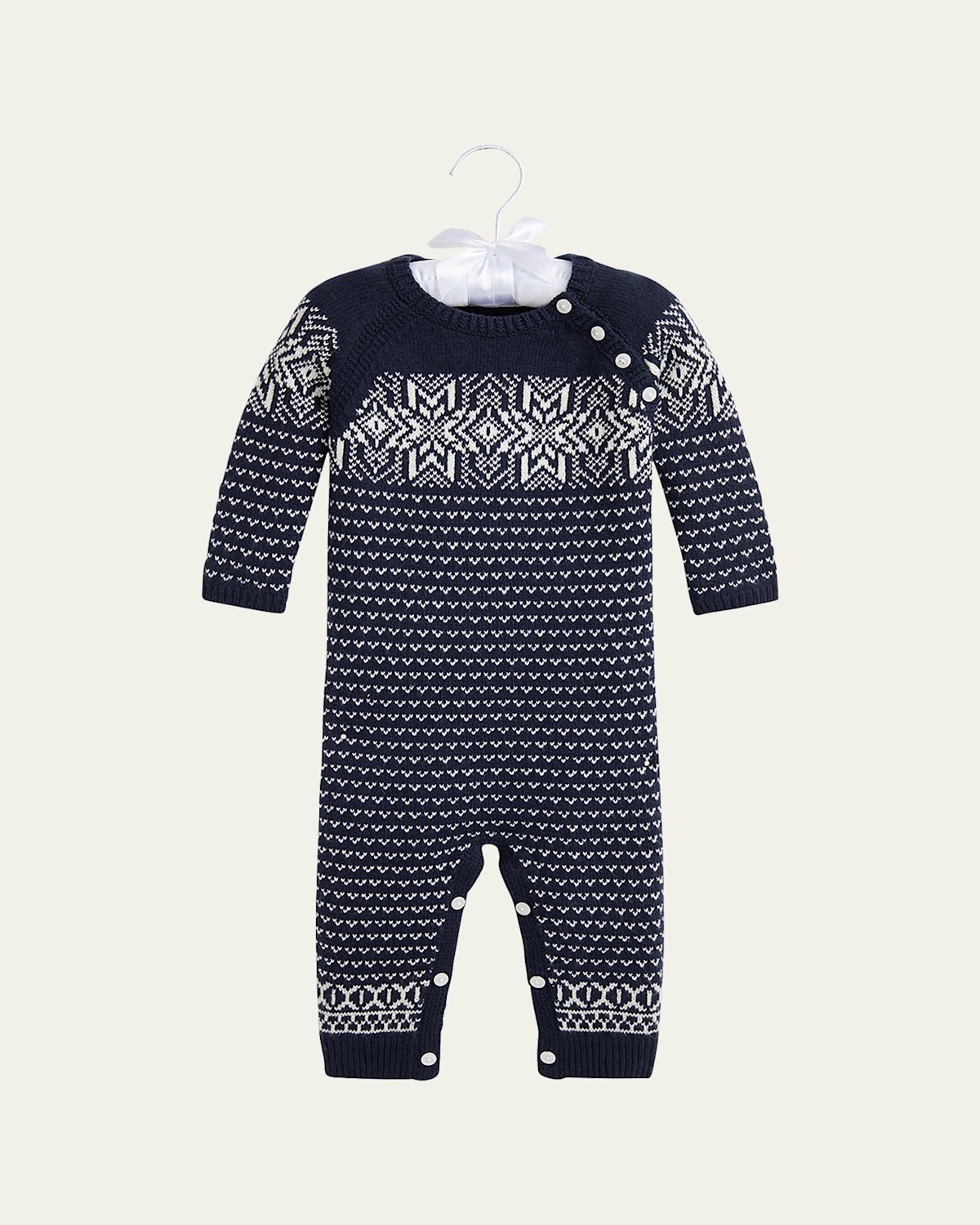 Boy's Snowflake Intarsia Coverall, Size 3M-24M