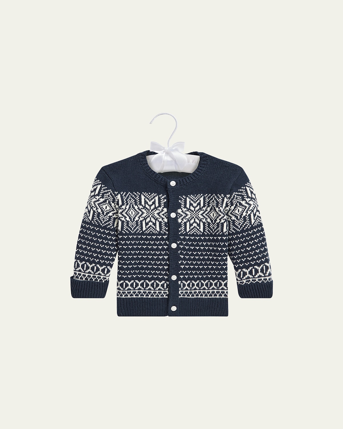 Girl's Snowflake Intarsia Cardigan, Size 3M-24M