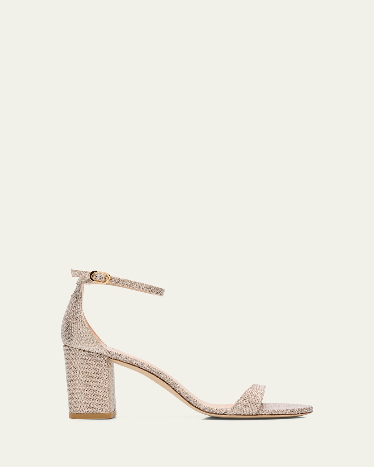 STUART WEITZMAN NUDIST II METALLIC ANKLE-STRAP SANDALS 