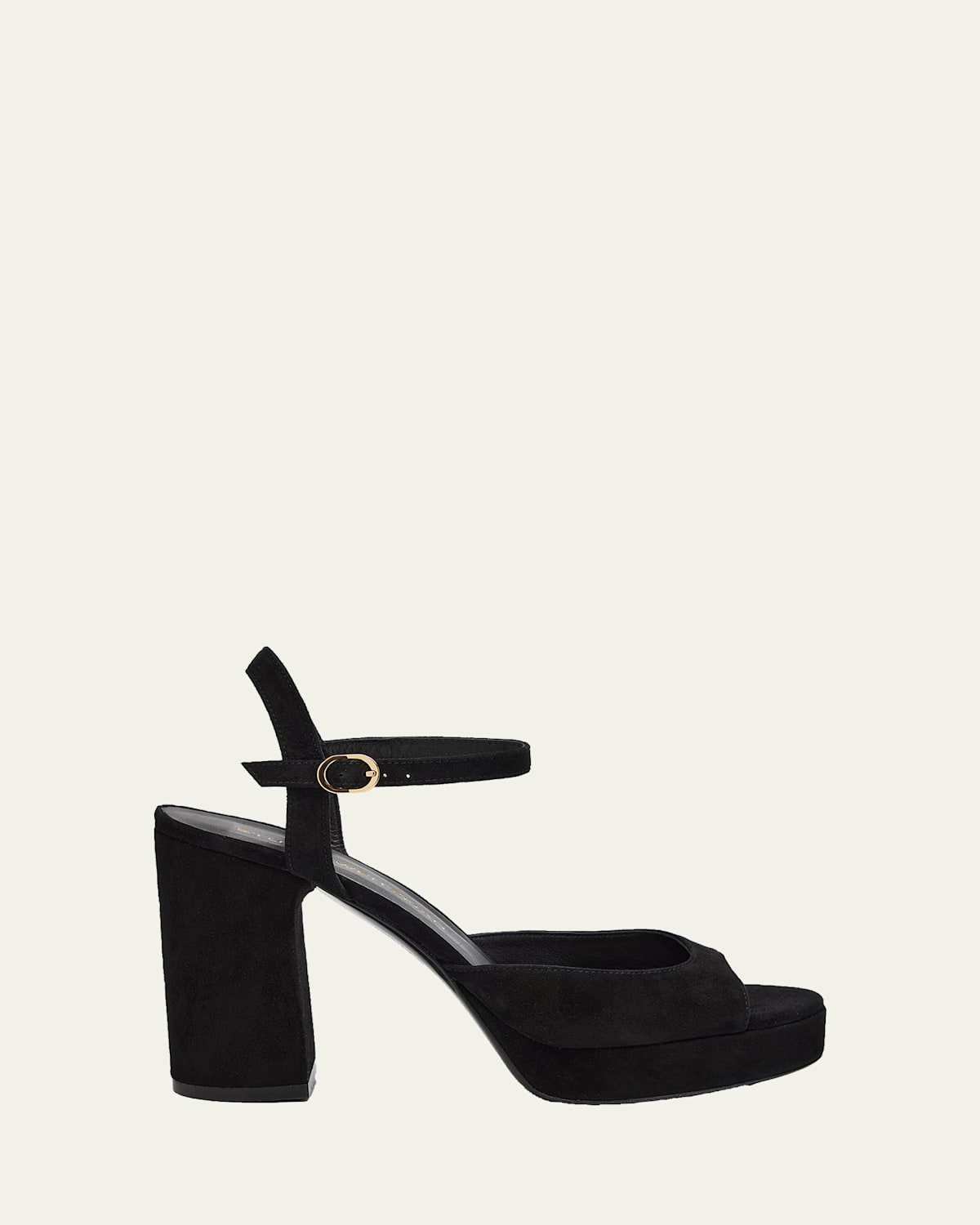 Stuart Weitzman Dayna Ii Suede Ankle-strap Platform Sandals In Black