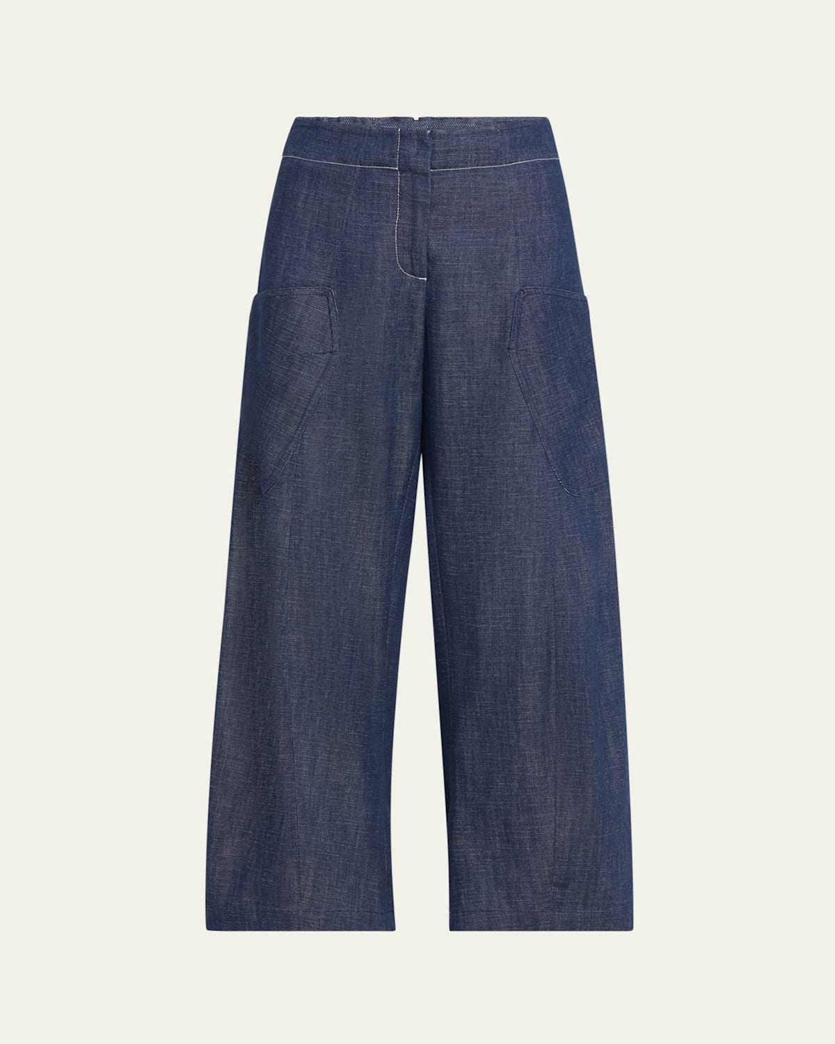 Zero + Maria Cornejo Curved Eda Denim Wide Leg Culottes In Indigo