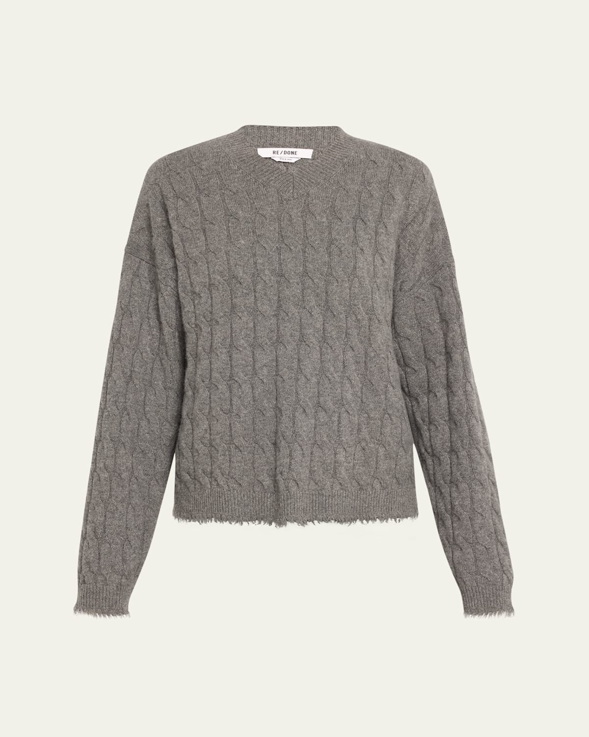 Re/done Cashmere V-neck Sweater In Greyhtr