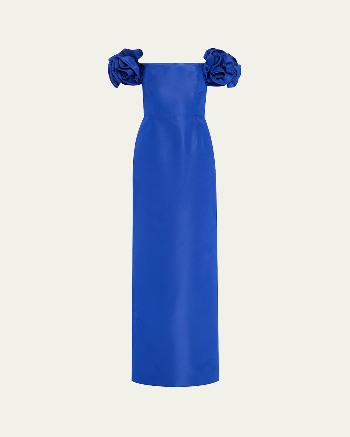 Carolina Herrera Off-shoulder Flower Column Gown In Ultramarin