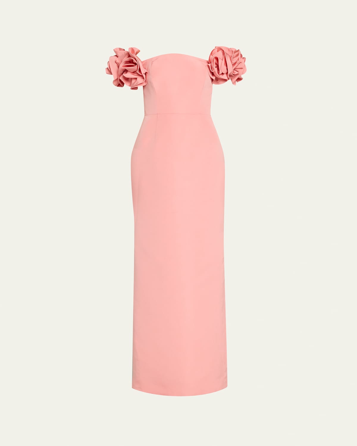 Carolina Herrera Off-shoulder Flower Column Gown In Blush