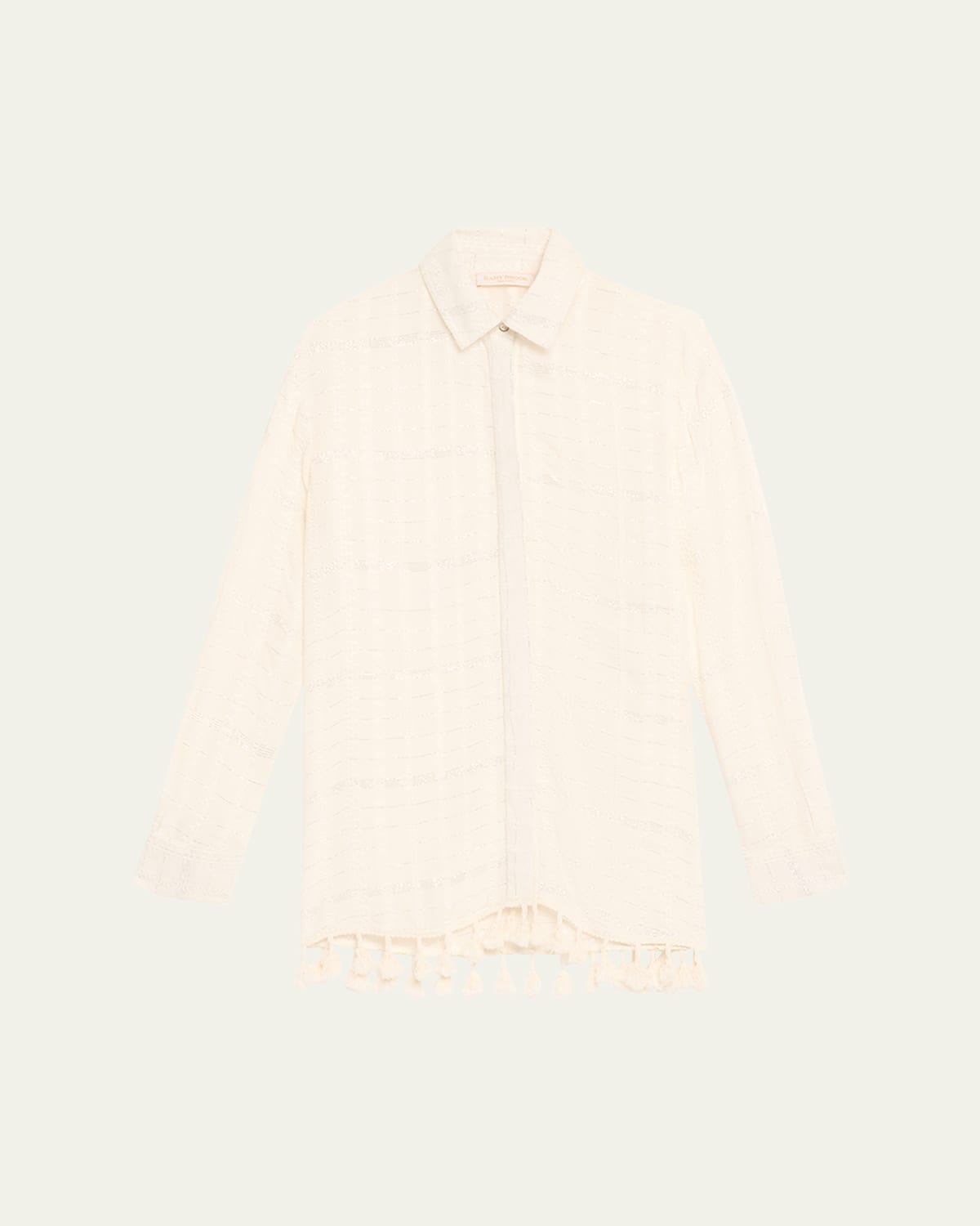 Ramy Brook Roman Tassel-trim Tunic In White Stripe