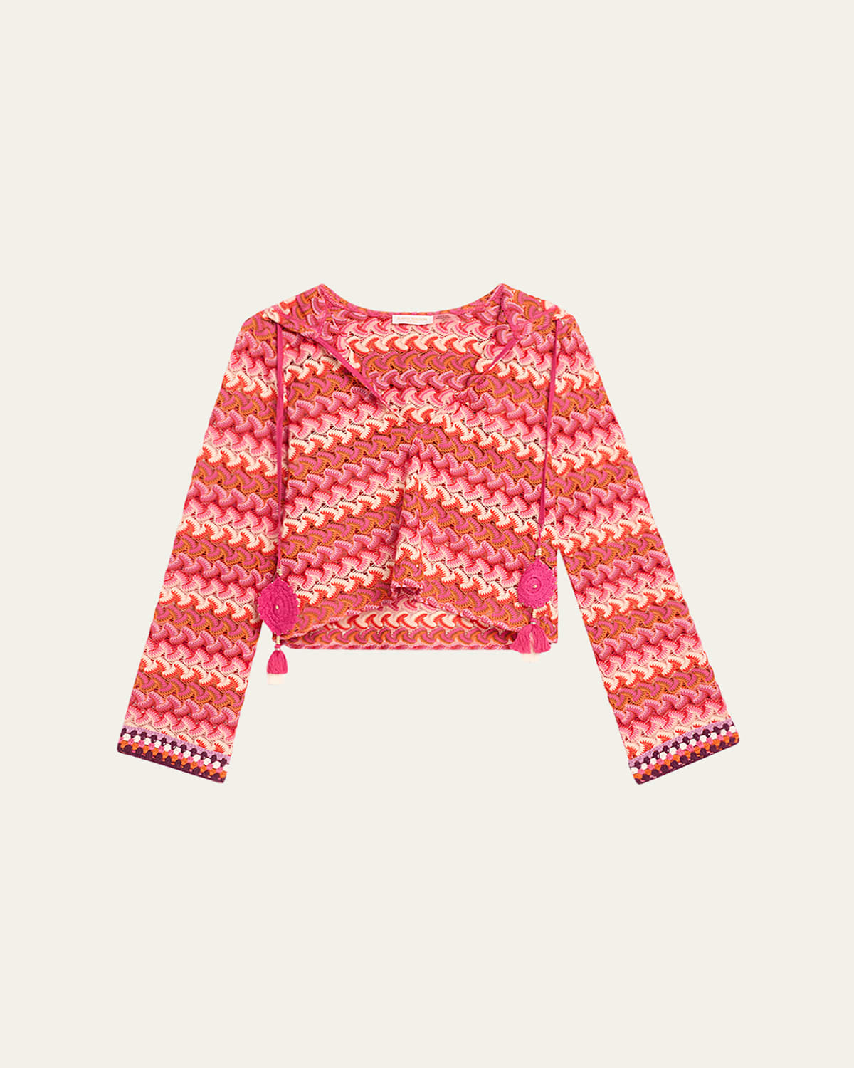 Cline Chevron Knit Hooded Crop Top