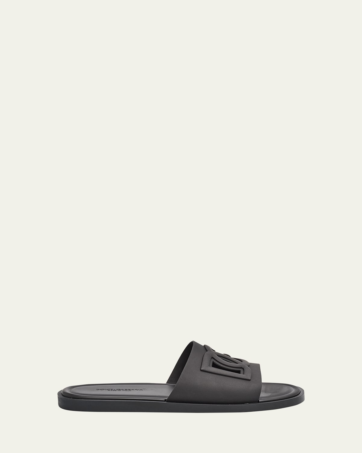 Dolce & Gabbana Black Sandals With Dg Logo Cut-out In Leather Man In Multi