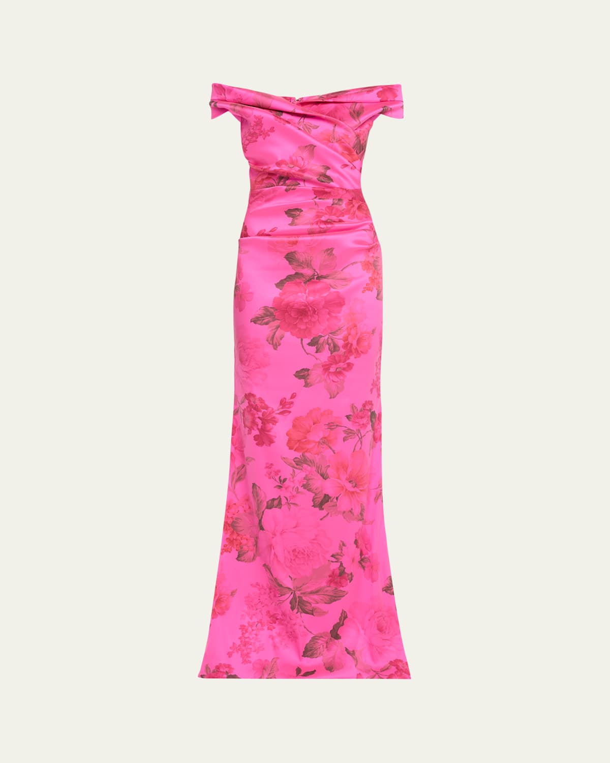 Ruched Off-Shoulder Stretch Gazar Gown