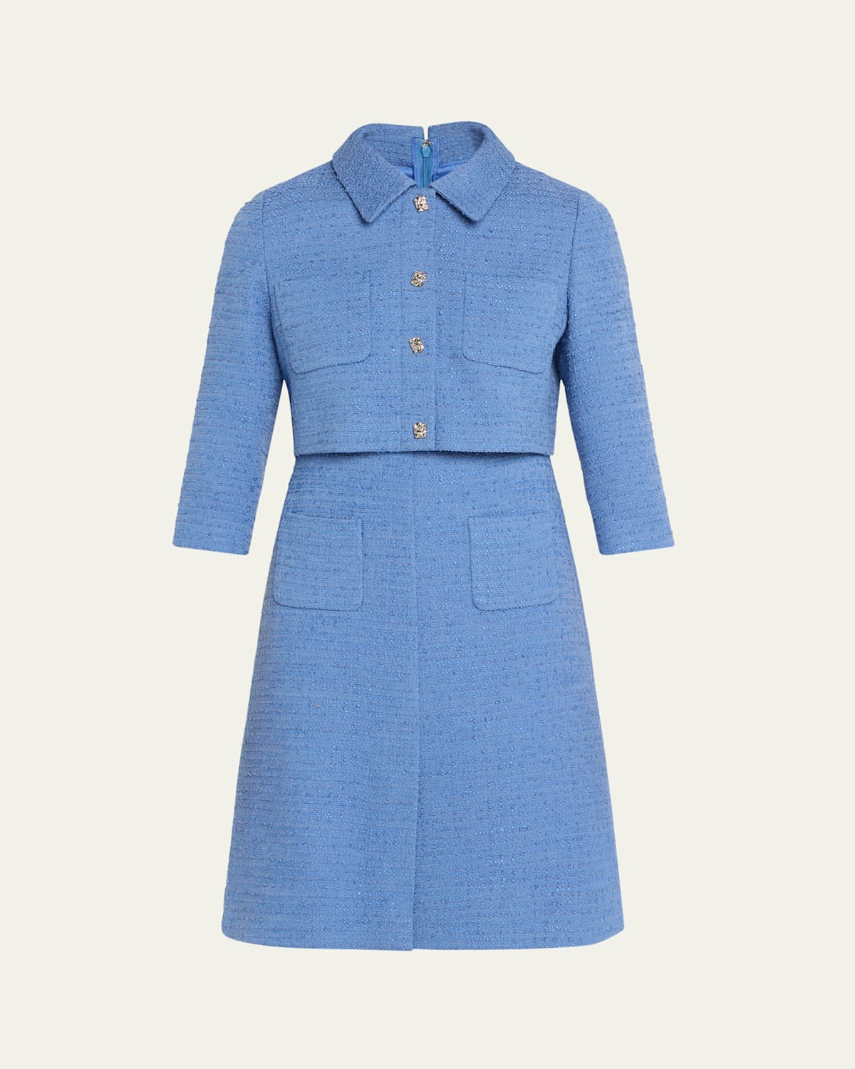 Shimmer Boucle Mock Two-Piece Jacket Dress