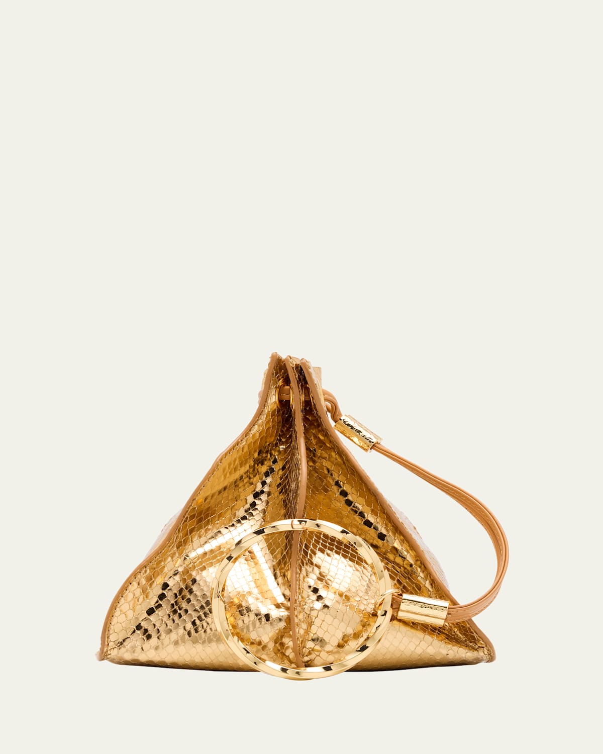 Adria Pleated Wave Snakeskin-Embossed Pochette Bag