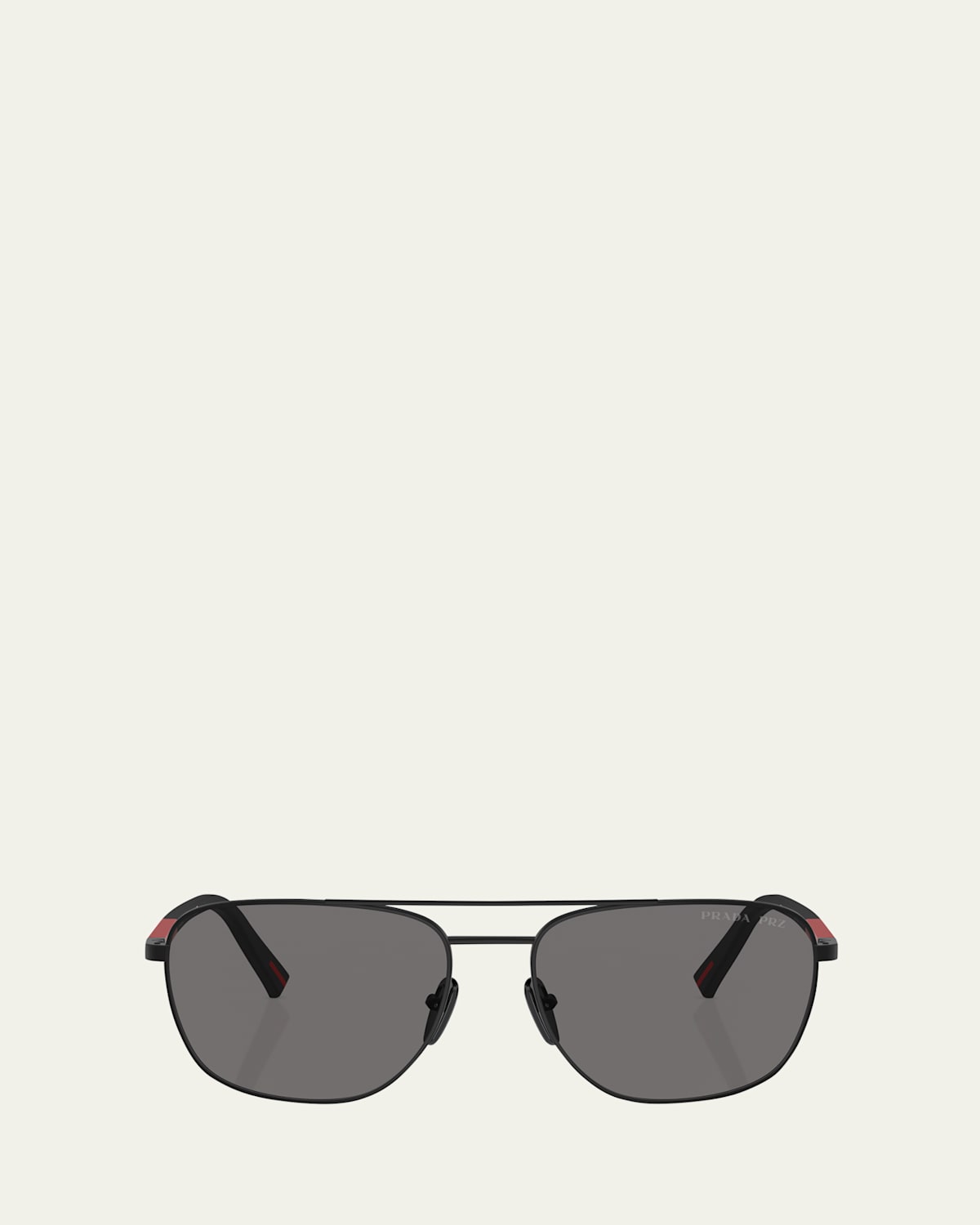 Prada Men's Ps 54zs Polarized Steel Aviator Sunglasses In Black