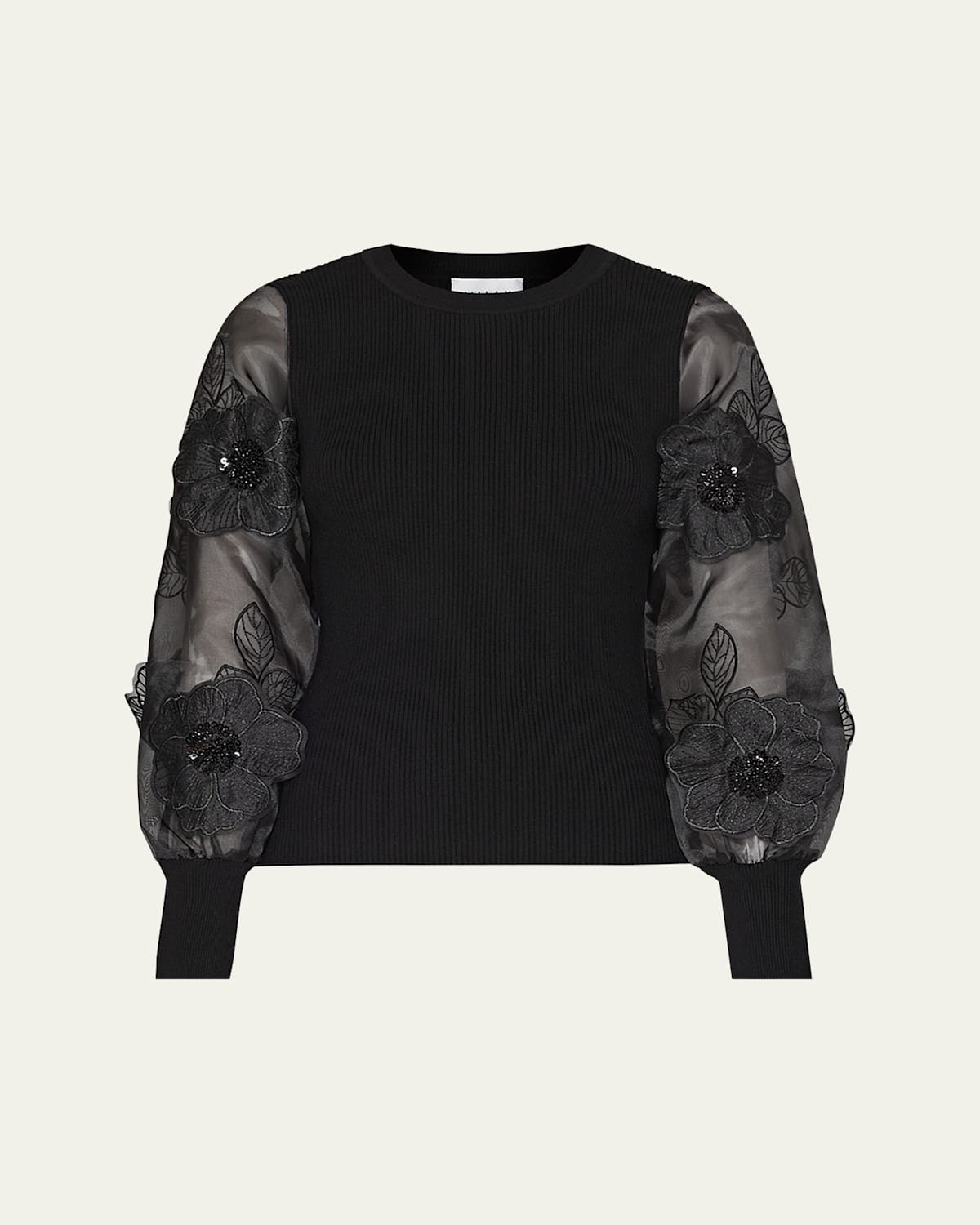 Milly Koda Combo Sleeve Knit Top In Black