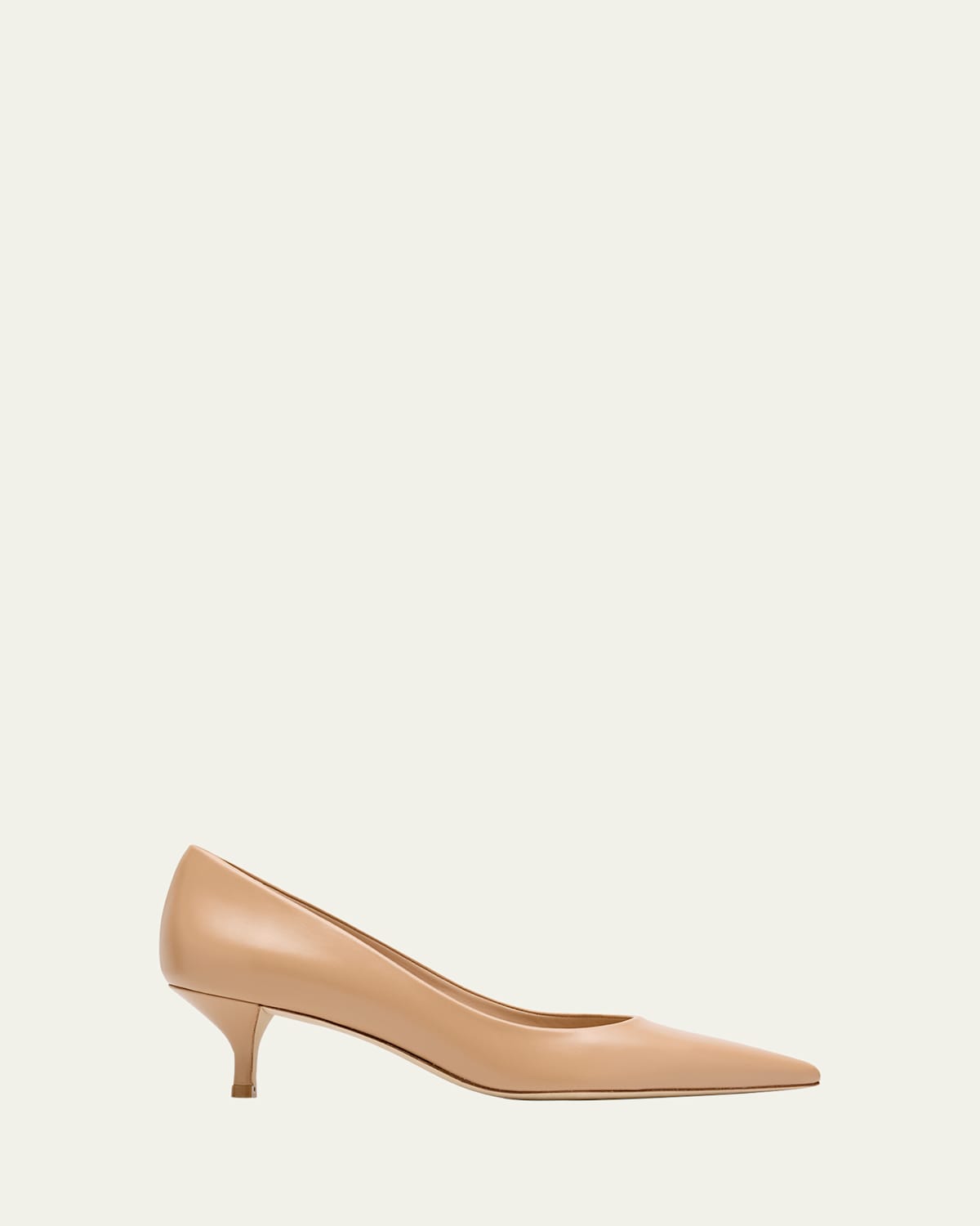 Stuart Weitzman Stuart Pointed Toe Kitten Heel Pumps In Adobe
