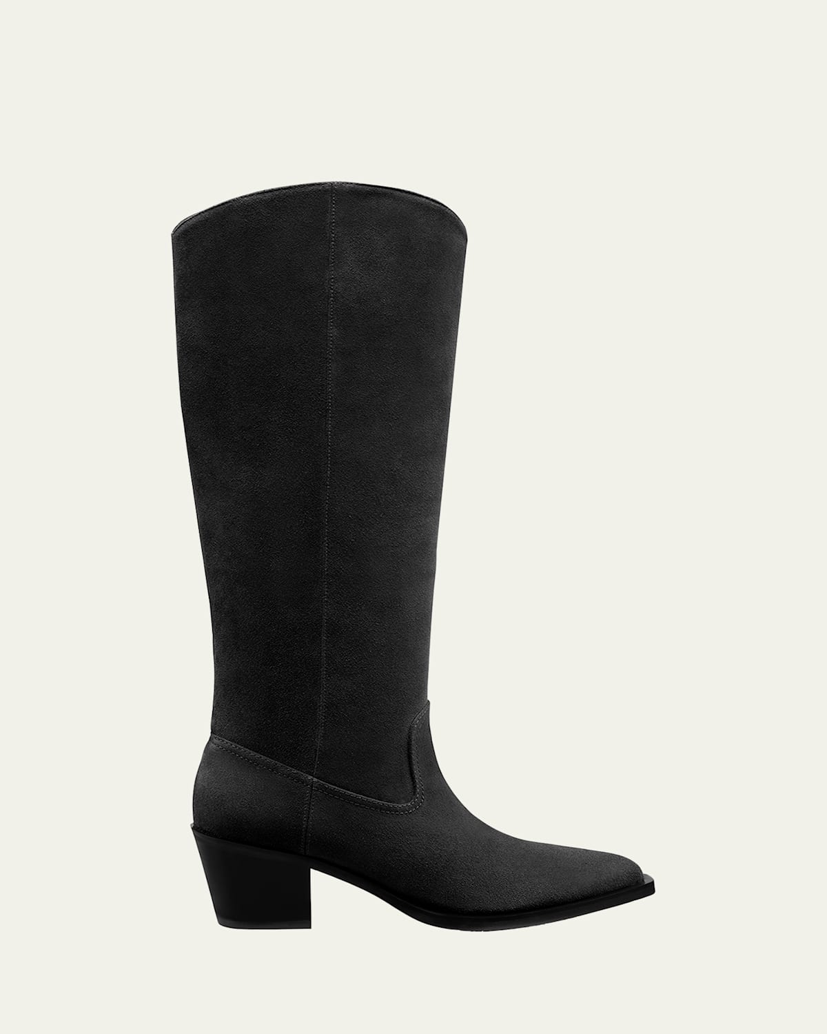 Stuart Weitzman Tate Knee-high Pointed Suede Boots In Black