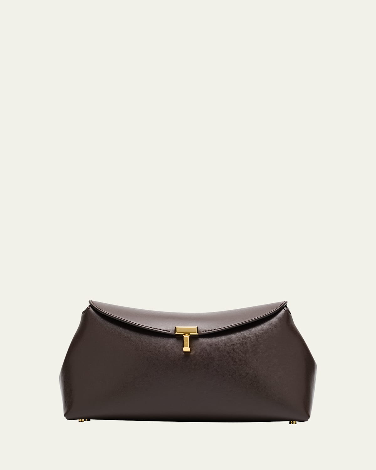 Totême Toteme Leather T-lock Top-handle Bag In Brown