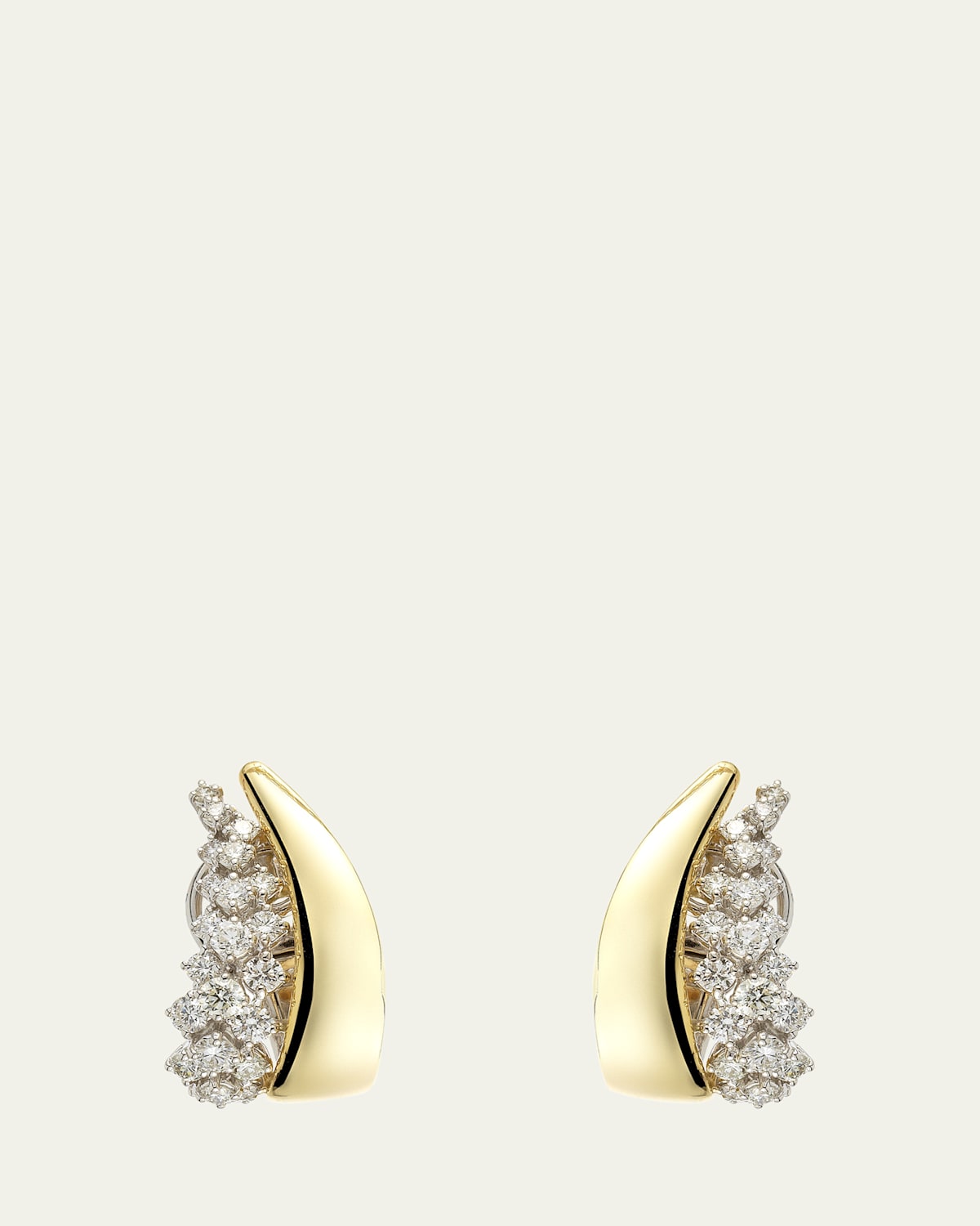18K Yellow and White Gold Diamond Earring, Single