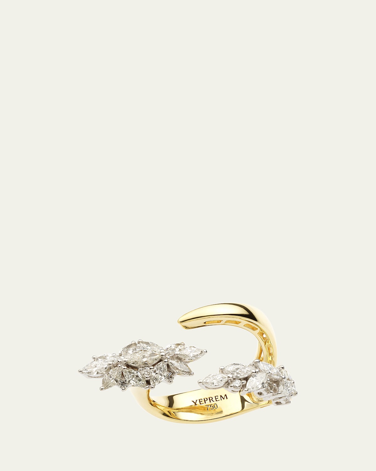 18K Gold In-Between Finger Ring with Diamonds