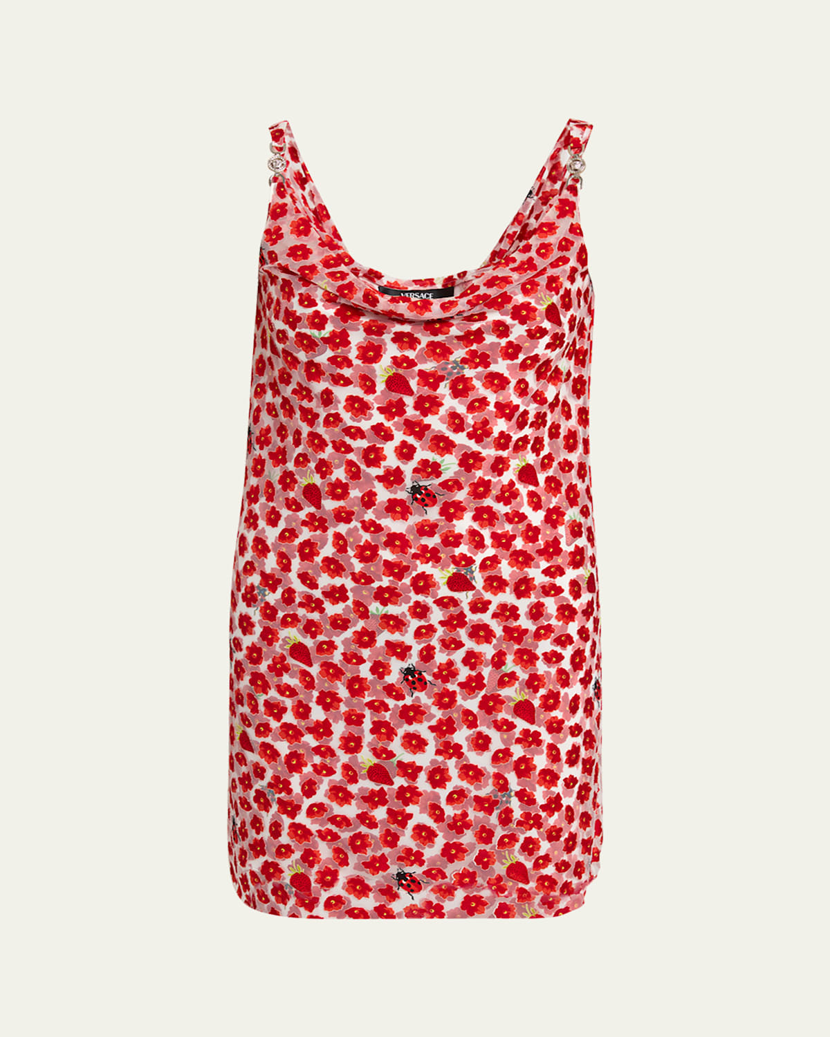 Versace Strawberry Garden Mini Dress In Whitered