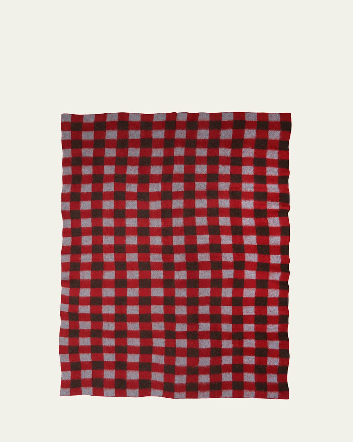 The Elder Statesman Thistle Gingham Blanket, 60" X 100" In Light Grey