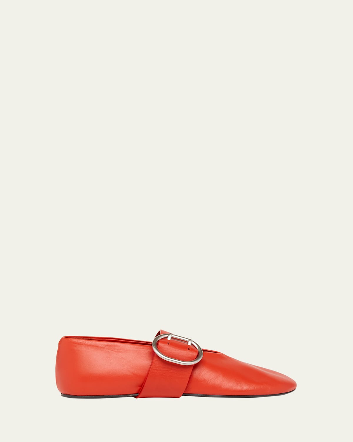 Jil Sander Soft Leather Mary Jane Ballerina Flats In Rouge