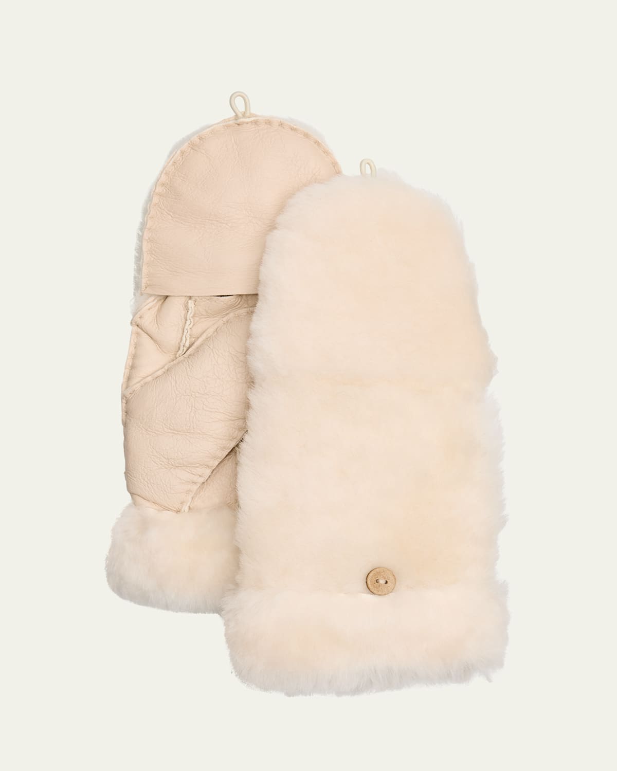 Fold-Over Dyed Shearling Mittens