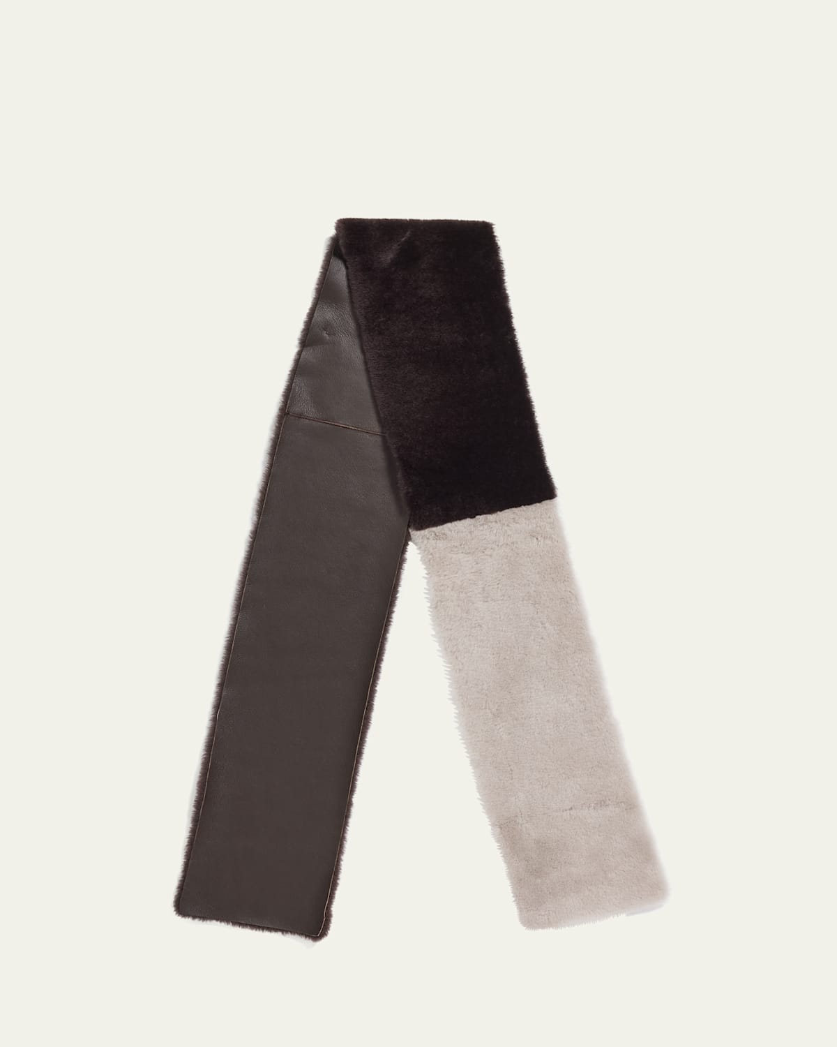 Two-Tone Dyed Merino Shearling Colorblock Scarf