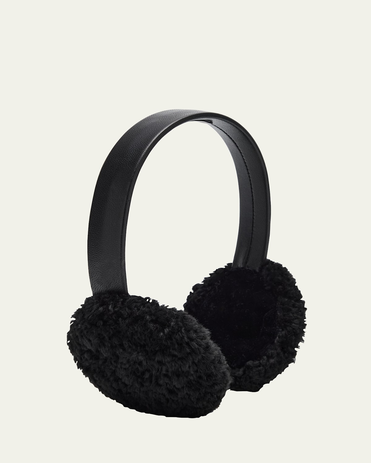 Pologeorgis Lamb Shearling Fur & Leather Earmuffs In Black