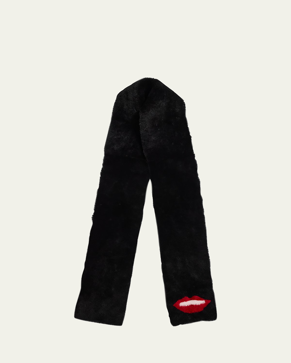 Lips Intarsia Merino Shearling Scarf