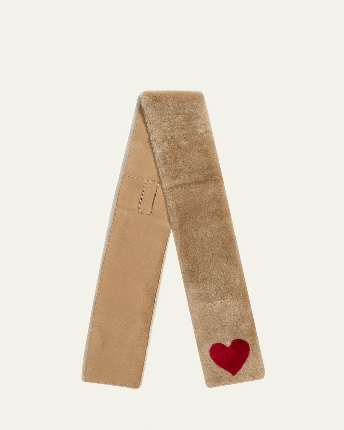POLOGEORGIS HEART LAMB SHEARLING SCARF 