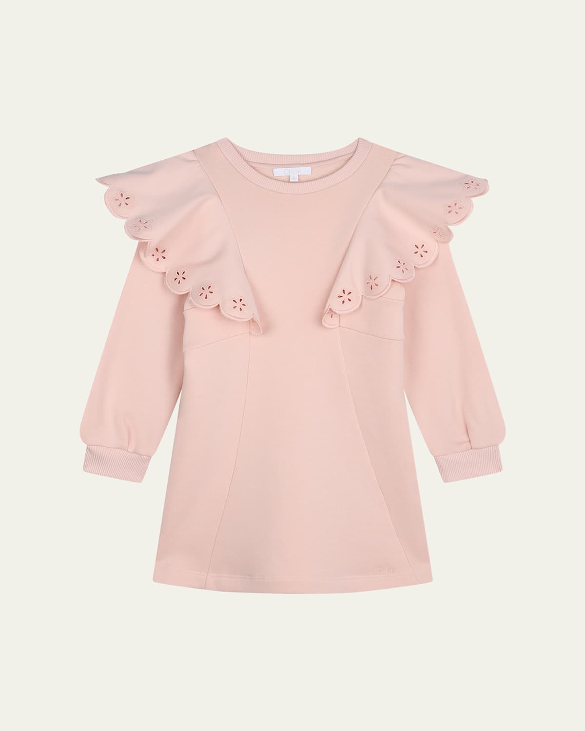 Chloé Ruffle-detail Organic Cotton Dress In Pink  Washed Pink