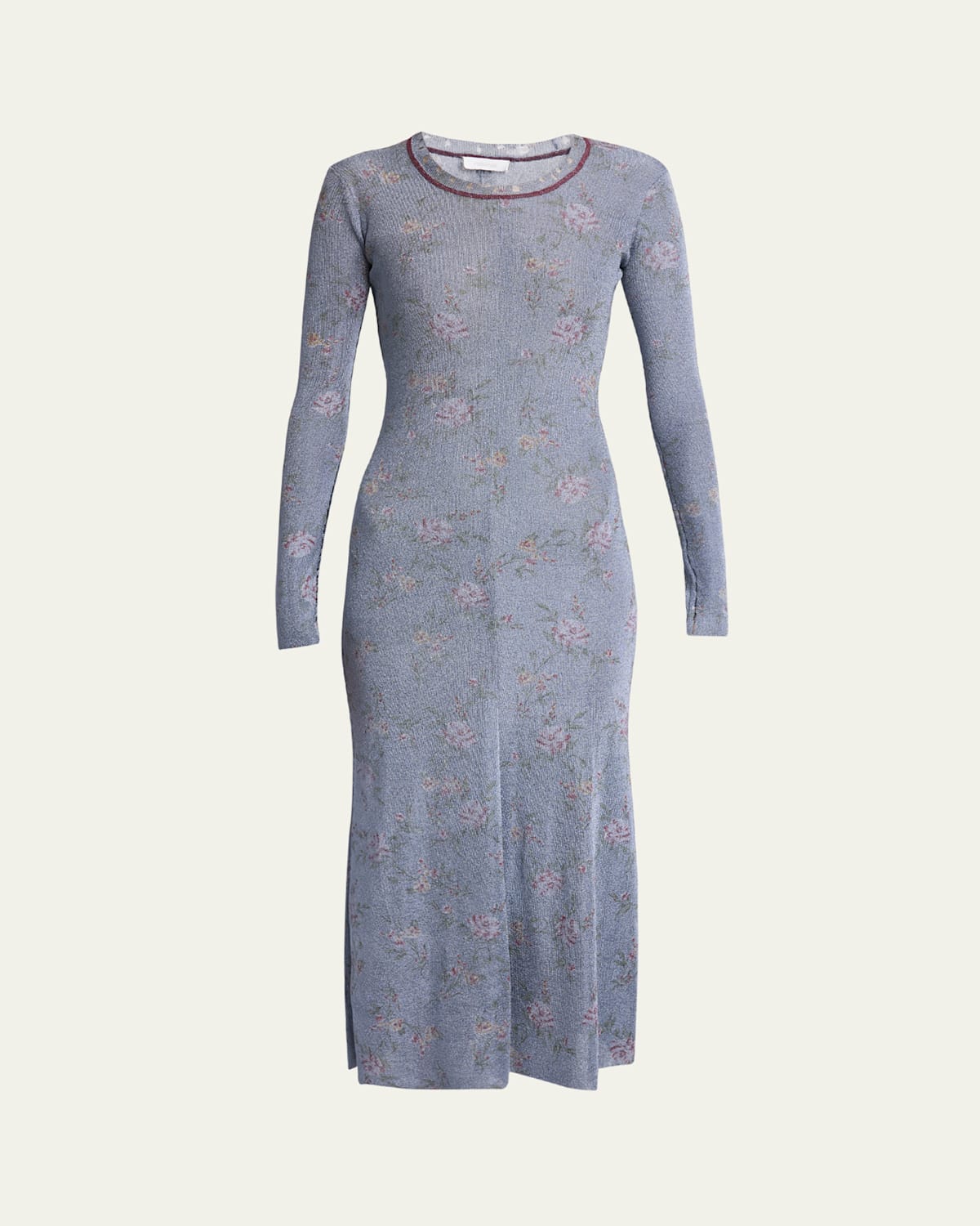 Rabanne Floral Print Midi Dress In Light Blue