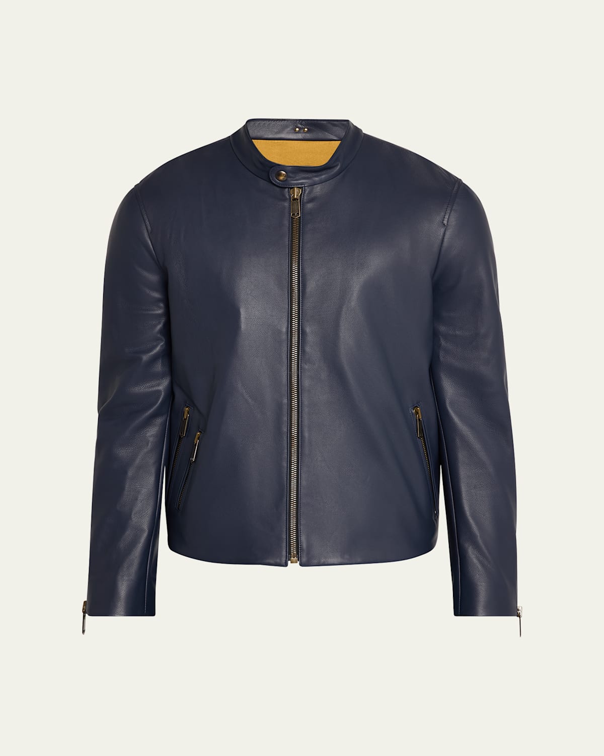 Men's Crest Cafe Leather Racer Jacket
