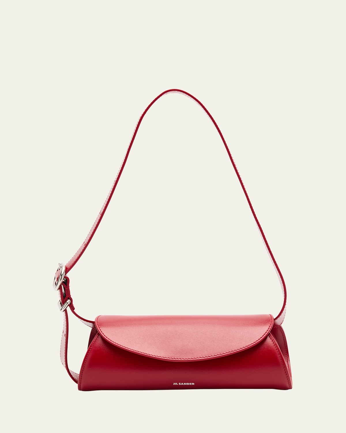 Jil Sander Cannolo Mini Flap Leather Shoulder Bag In Cedar Red