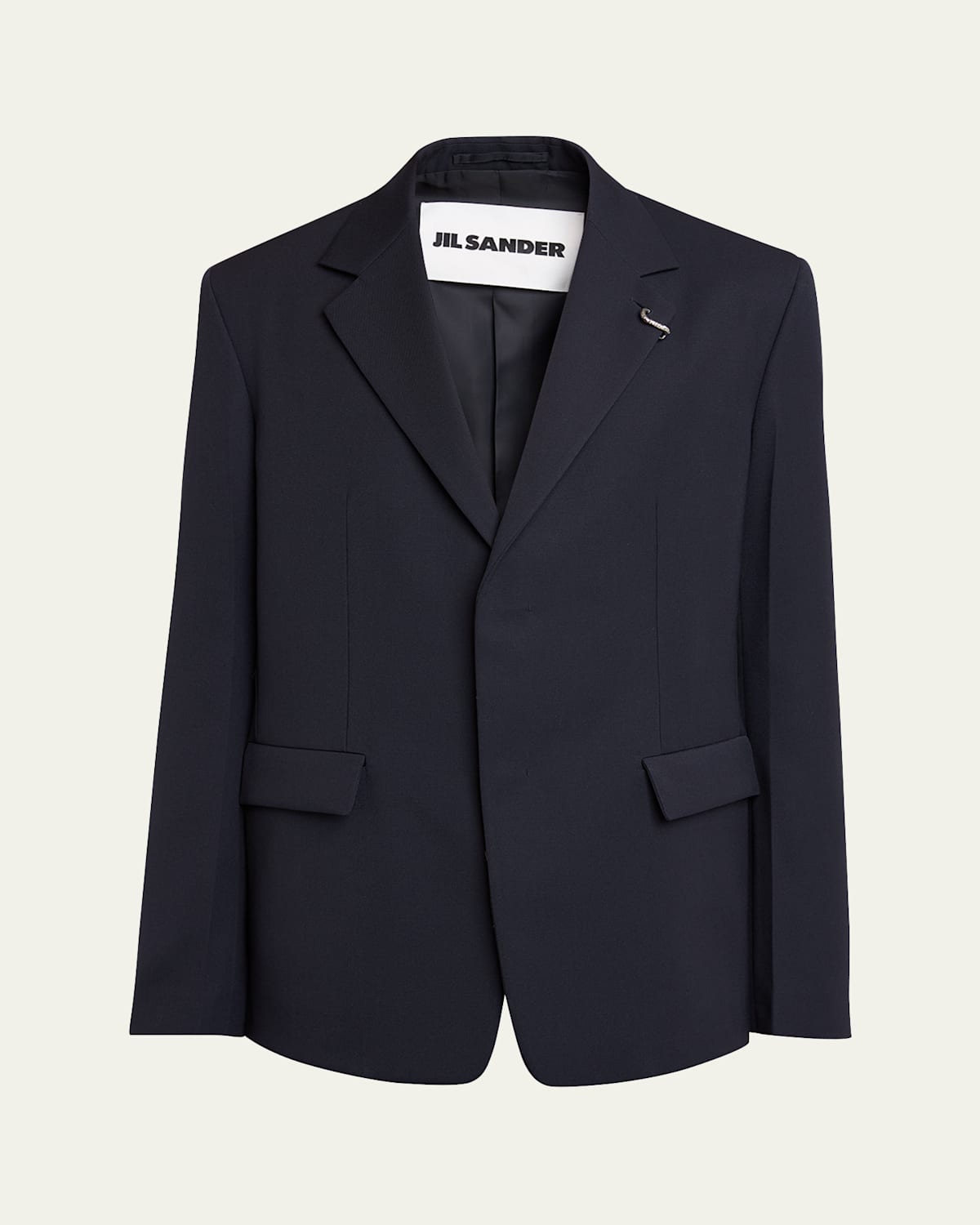 Jil Sander Men's Boxy Sport Coat With Lapel Pin In Navy