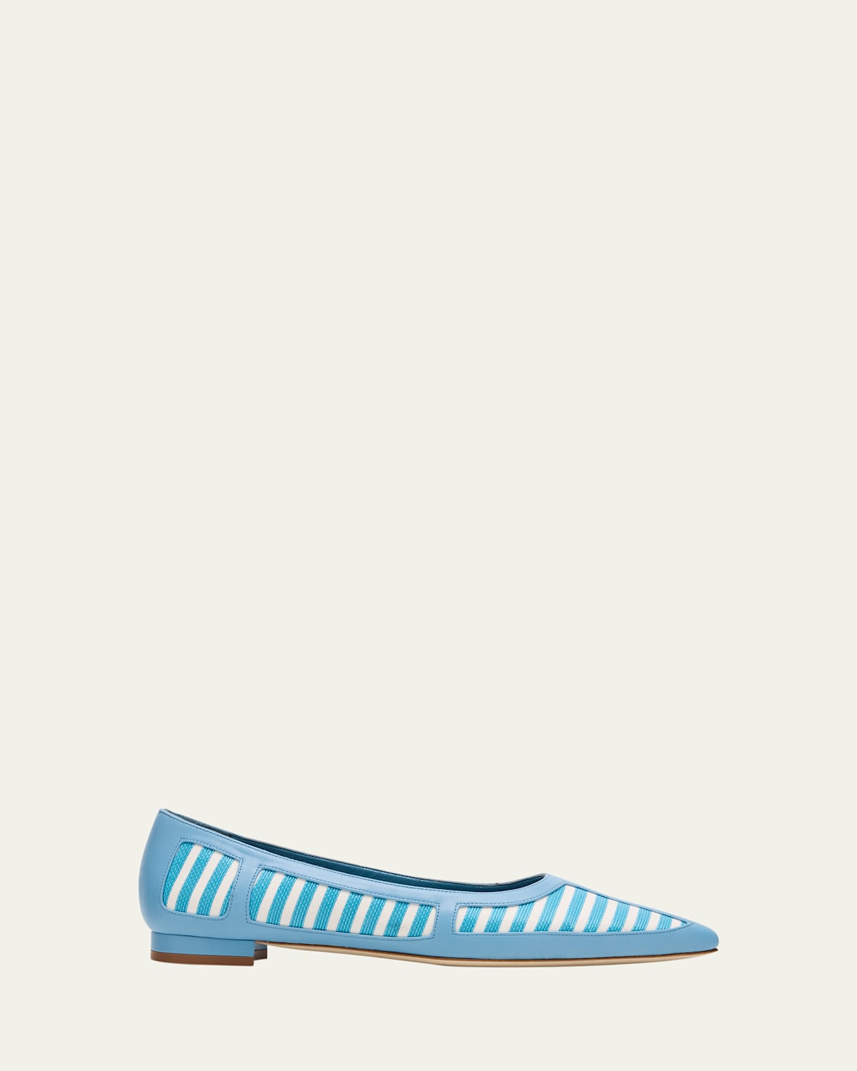 Manolo Blahnik Bicolor Stripe Ballerina Flats In Blue/white