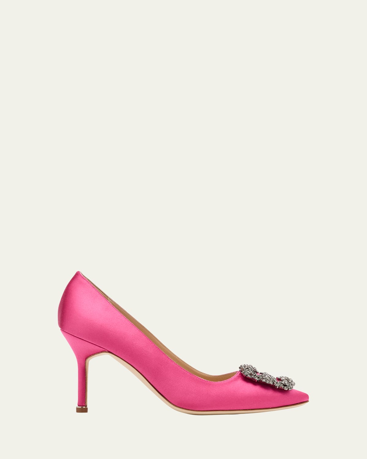 Manolo Blahnik Hangisi 90mm Satin Crystal Buckle Pumps In Pink