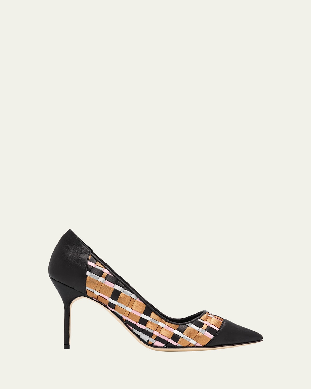 Manolo Blahnik Capcour Basketweave Cap-toe Pumps