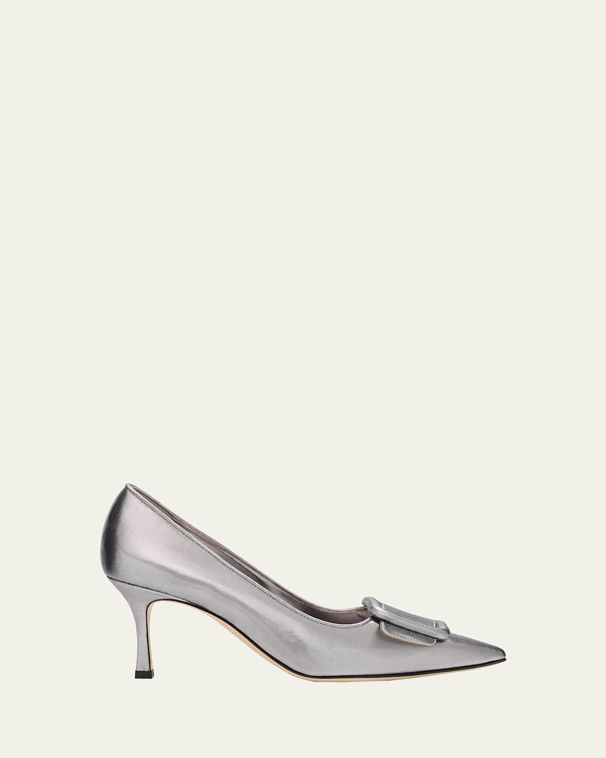 Manolo Blahnik Maysale 70mm Silky Buckle Pumps In Silver