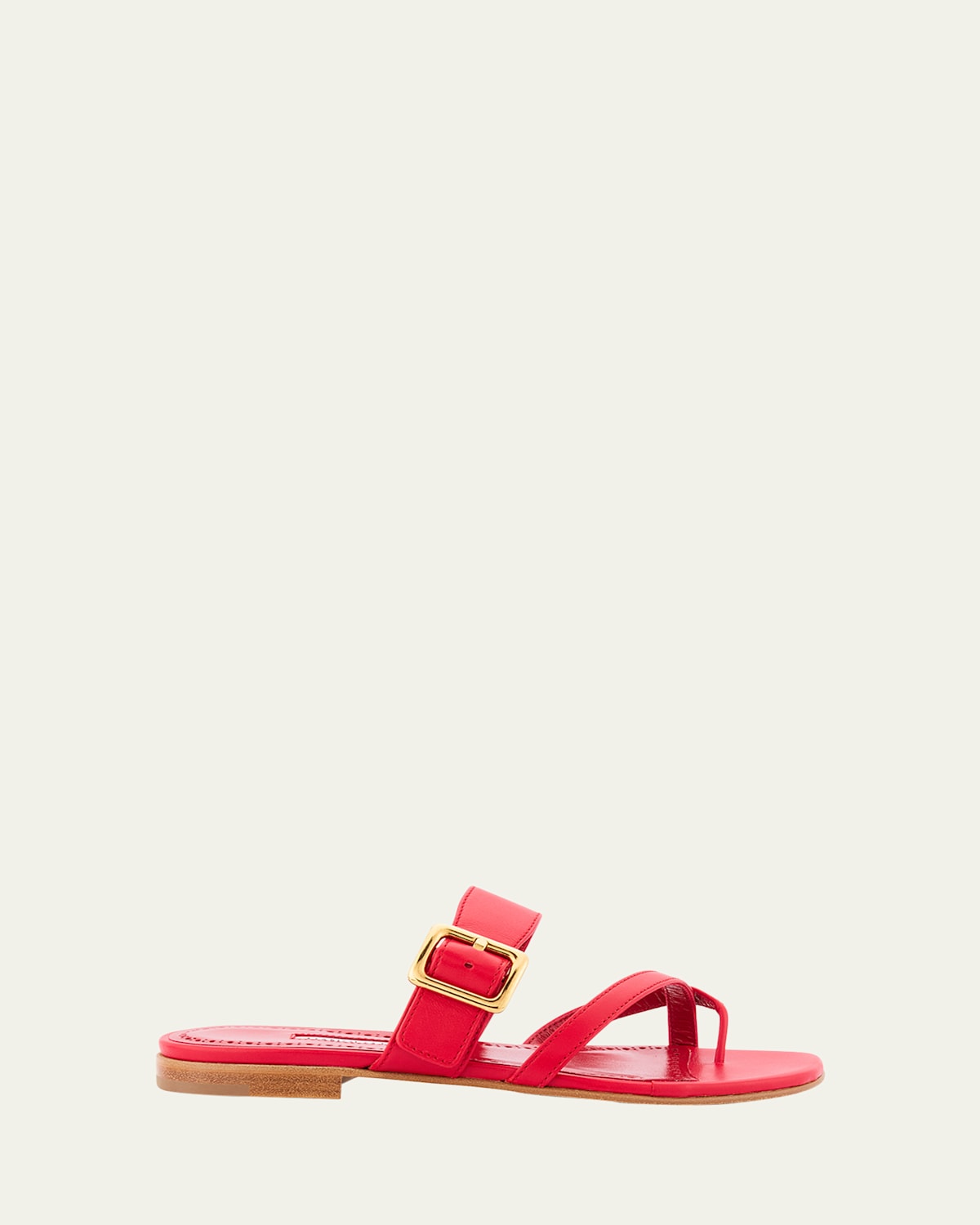 Leather Buckle Crisscross Slide Sandals