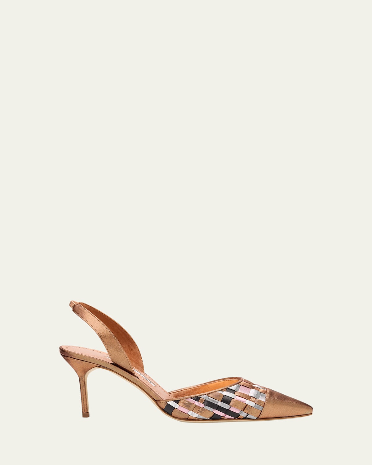 MANOLO BLAHNIK MULTI WOVEN CAP-TOE SLINGBACK PUMPS 